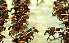 Detalj från dioramat som visar en ögonblicksbild av Slaget vid Lützen 1632.