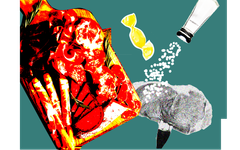 kött, karamell, salt och charkbricka