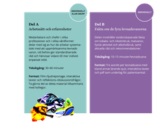 Del A innehåller exempel på arbetssätt och vårdpersonal som delar med sig av erfarenheter. Del B innehåller fakta om levnadsvanorna