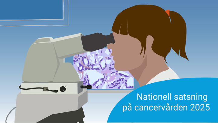 Histotekniker tittar i mikroskop