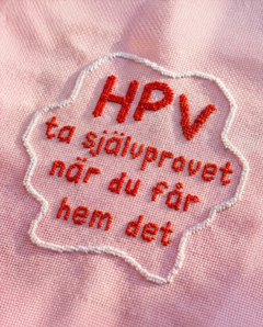 Broderi med text om HPV självprov