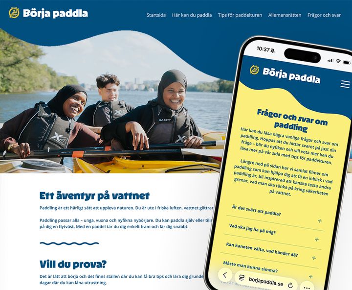 Svenska Kanotförbundets nya digitala plattform börjapaddla.se.