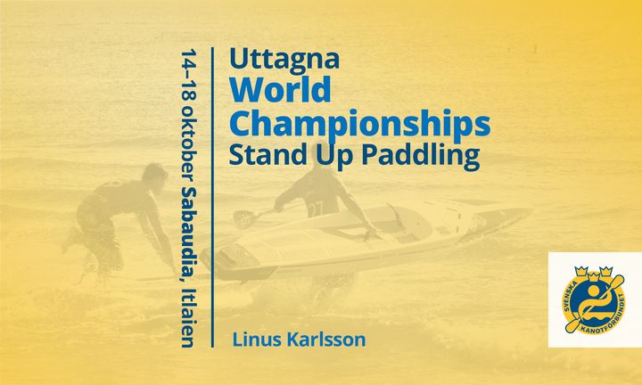 Grafik om Linus Karlssons uttagning till VM i stand up paddling i Sardinien, Italien.