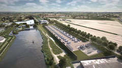 Avtalet stödjer finansieringen av Hamburgs största batterilagringsprojekt (100 MW / 400 MWh), utvecklat internt av Flower. (Renderad bild).