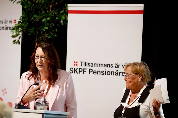 Lenita Granlund tackar för förtroendet att bli ny förbundsordförande för SKPF Pensionärerna.