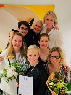 Övre raden från vänster: Sofia Manousou, Katharina Landqvist och Mervi Andelin. Undre raden från vänster: Ida Söderbaum Elm, Jenny Hällén, Heidi Dejve och Jennie Magnusson.