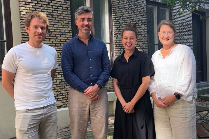 Från vänster Rickard Zeijlon, sjukhusövergripande AT-studierektor, Johan Tengroth, AT-läkarchef, Karin Ervander, sjukhusövergripande AT studierektor och Karolina Larsson, AT-läkarchef.