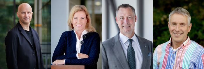 Martin Nilsson Jacobi, President of Chalmers University of Technology, Jenny Nyström, Professor and Dean at the Sahlgrenska Academy, Boubou Hallberg, Hospital Director at Sahlgrenska University Hospital, and Göran Hilmersson, Dean of the Faculty of Science and Technology at the University of Gothenburg.
