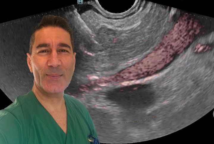 Man vid röntgenplåt