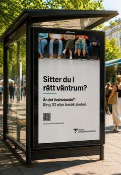 AI-genererad bild: mockup på busshållplatsannons