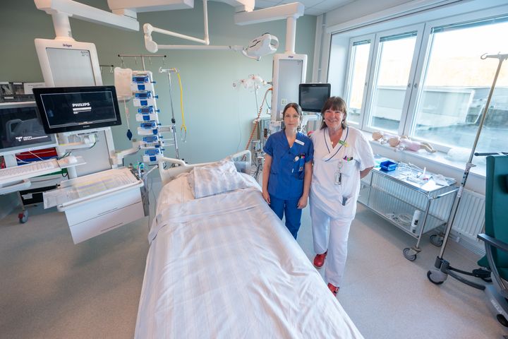Kristina Wernvik och Marie Eriksson, sjuksköterskor på intensivvårdsavdelningen på Skaraborgs Sjukhus.