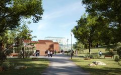 Botan_Nya Växthus och besökscentrum_vy besökscentrum_ Illustration Cobe