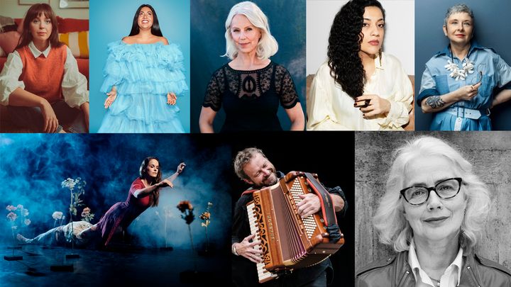 Kollage över några av Ersta kulturscens programpunkter