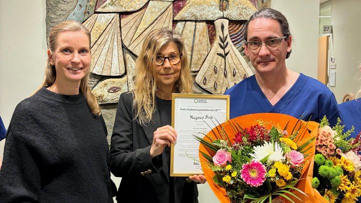 Fr v: Marie Fahlin, Diabetic Designed, Ulrika Ekström Diabetic Designed och Magnus Hiis, diabetessjuksk