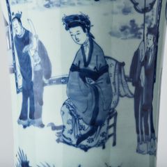(DETAIL) A Large Chinese Transitional Blue and White Porcelain 'Figural' Vase, Gu (Shunzhi).