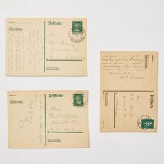 ALBERT EINSTEIN, 3 AUTOGRAPH CARDS SIGNED TO HERMAN MÜNTZ IN 1928-1929.