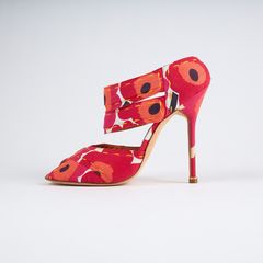 MANOLO BLAHNIK, skor, Marimekko unikko, tyg, läder.