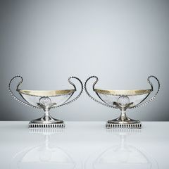 PEHR ZETHELIUS. Saltkar, ett par, silver, Stockholm 1796. Gustavianska.