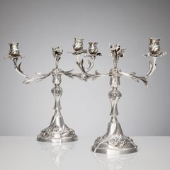 JACOB LAMPA. Kandelabrar för två ljus, ett par, silver, Stockholm 1772. Rokoko.