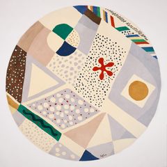 JOSEF FRANK. "Frank Nr 1", matta, närmast rund, Svenskt Tenn:Kasthall, handtuftad, komponerad 1938.
