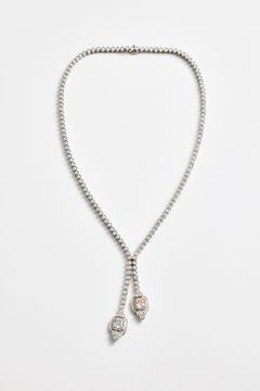 NECKLACE, platinum, blue and pink diamonds