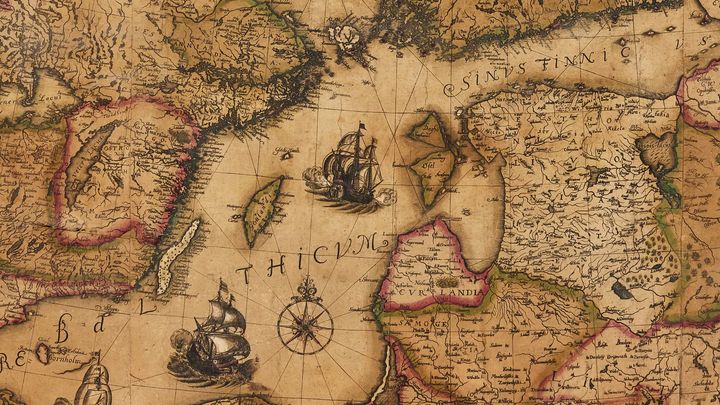 Details from "Orbis Arctoi Nova et Accurata Delineatio" by cartographer Andreas Bureus.