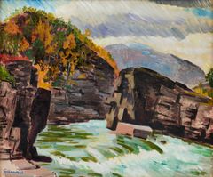 ISAAC GRÜNEWALD. Lapland Landscape with a rushing stream.