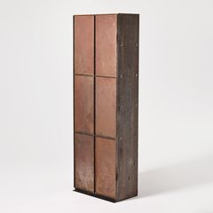 JONAS BOHLIN. “Slottsbacken”, cabinet, Källemo, Värnamo 1987, stained oak with doors in patinated sheet iron.