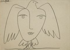PABLO PICASSO. ”Colombe aux Ailes ouvertes et Visage” from ”Le Visage de la Paix” – No XXVI.