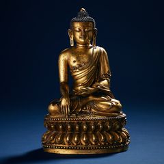An Important Chinese Gilt-Bronze Figure of Shakyamuni Buddha.