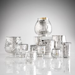 OLLE OHLSSON. “Glittrande sommarsagor.” Set of eleven bowls, a single work, sterling silver 925/1000, Stockholm 1999. Unique pieces – marked “Original.”