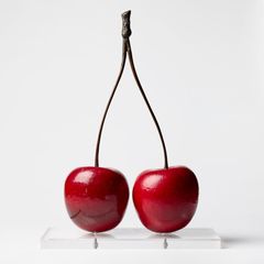 HANS HEDBERG. Sculpture in the form of cherries, Biot, France, high-fired earthenware, stem in bronze.