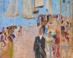 KARIN PARROW. "Kappseglingsdag" – motiv från Marstrand ("Regatta Day" – motif from Marstrand)