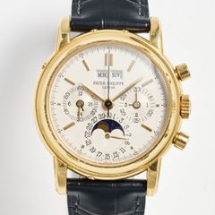 PATEK PHILIPPE, Grand Complications, Perpetual Calendar, chronograph, wristwatch, 36 mm, 18K gold, Extract from the Archives, manufactured in 1989.