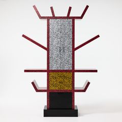 ETTORE SOTTSASS. “Casablanca”, cabinet, Memphis Milano, Italy, 1980s, laminated wood with a red, yellow, white and black pattern.