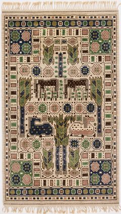 MÄRTA MÅÅS-FJETTERSTRÖM. “Hästhagen”, carpet, AB Märta Måås-Fjetterström, pile weave, designed in 1923, approx. 271.5 × 161 cm.