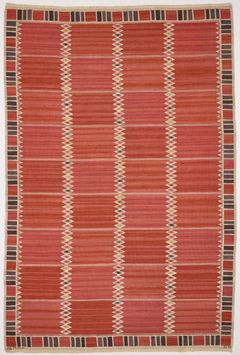 BARBRO NILSSON. “Salerno, röd med enkel bård”, carpet, AB Märta Måås-Fjetterström, flat weave, designed in 1948.