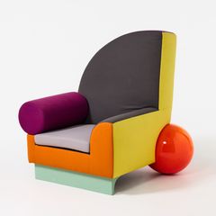 PETER SHIRE. “Bel Air”, armchair, Memphis Milano, Italy, 1980s–1990s, upholstered in multicoloured wool.
