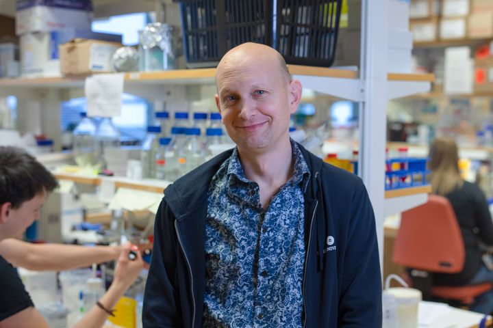 Universitetslektor Sjoerd Wanrooij i laboratoriemiljö.