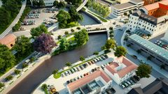 Visionsskiss över Nybron i centrala Borås
