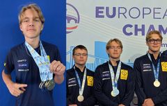 15-årige Ture Thomsson imponerar på skytte-EM. Hittills har han skördat fyra medaljer på två tävlingsdagar.
