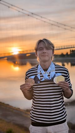 Ture Thomsson med sina sex EM-medaljer