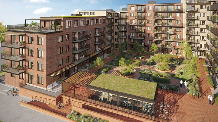 Visualisering av HSB brf Fabrikören på Västerbro i Lund