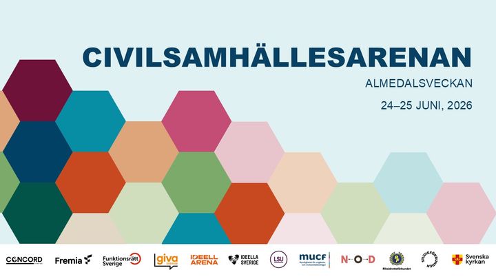 Bild med loggor från arrangörerna bakom Civilsamhällesarenan 2026