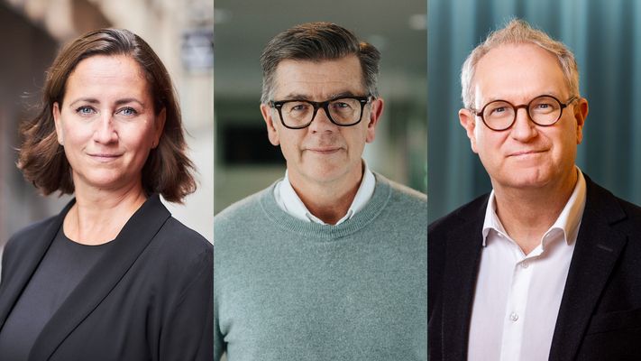 Porträttbilder på en kvinna och två män