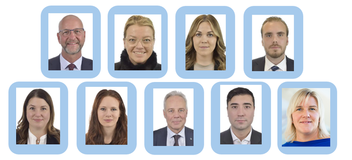 Magnus Oscarsson (KD), Alexandra Anstrell (M), Sofia Skönnbrink (S), Mattias Eriksson Falk (SD), Elin Nilsson (L), Rebecca Le Moine (MP), Anders Karlsson (C), Andreas Lennkvist Manriquez samt Monica Tuvelid, Sverigechef Agria.