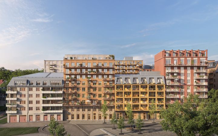 Exteriör Nacka Nouveau, 3D-visualisering Locka