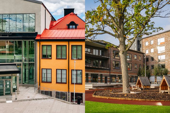 Nominerade till Huddinges byggnadspris: Om- och tillbyggnaden av Tomtbergaskolan och det kombinerade äldreboendet och förskolan i Snättringe.