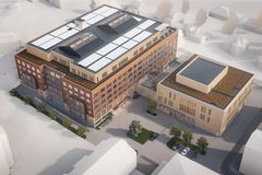 White Arkitekter. Visionsbild som visar hur det nya kommunhuset och biblioteket kan komma att se ut.