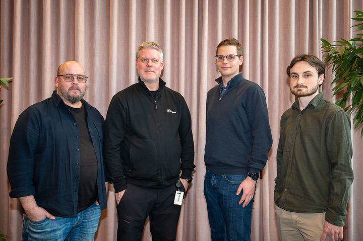 Proträtt på 4 personer som arbetat med optimering av drift på Huddinge Samhällsfastigheter.